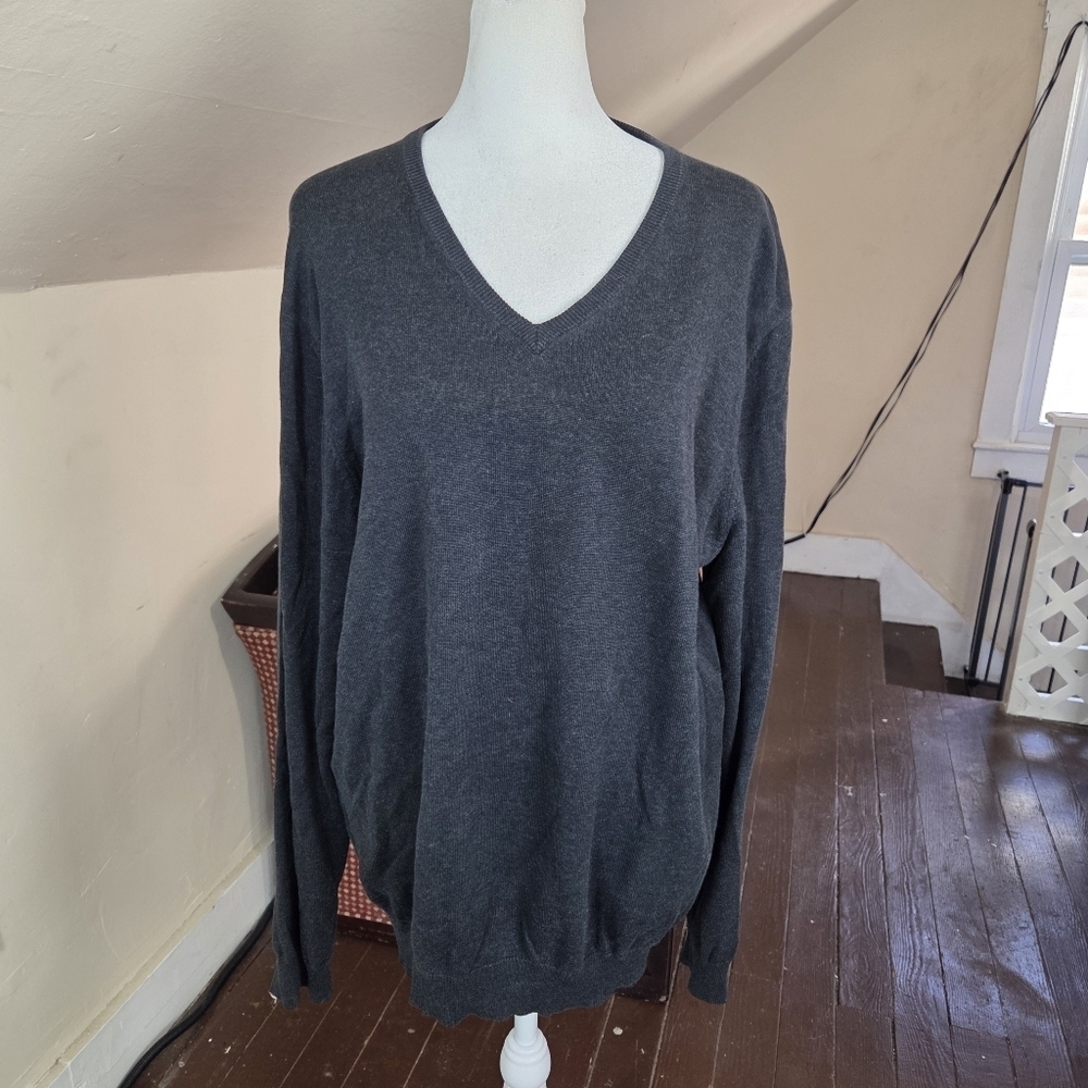Alan Paine England Men’s Dark Charcoal V-Neck Sweater Size XXL/ UK 48/ EU 54‎